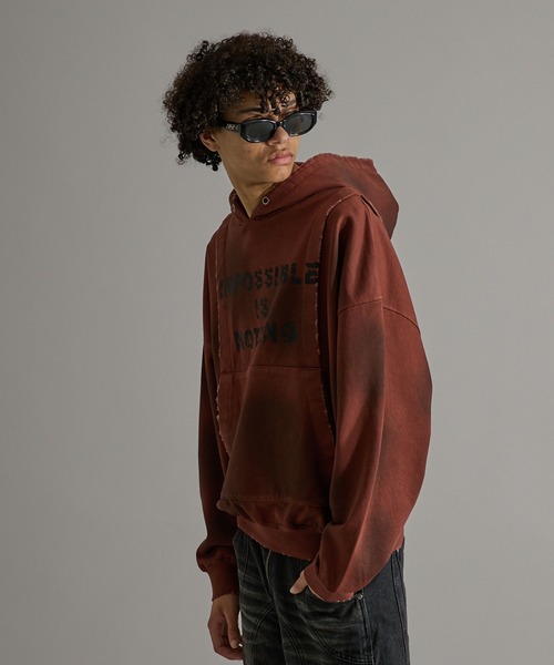 ANDER HUNK(アンダーハンク)の「Damege Heavyweight Spray Parker/ダメージヘビーウェイトスプレーパーカー(パーカー・メンズ・インディゴブルー/ブラウン・LARGE/MEDIUM/SMALL)」の7枚目の写真