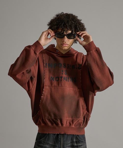 ANDER HUNK(アンダーハンク)の「Damege Heavyweight Spray Parker/ダメージヘビーウェイトスプレーパーカー(パーカー・メンズ・インディゴブルー/ブラウン・LARGE/MEDIUM/SMALL)」の6枚目の写真