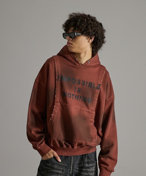 ANDER HUNK(アンダーハンク)の「Damege Heavyweight Spray Parker/ダメージヘビーウェイトスプレーパーカー(パーカー・メンズ・インディゴブルー/ブラウン・LARGE/MEDIUM/SMALL)」の3枚目の写真