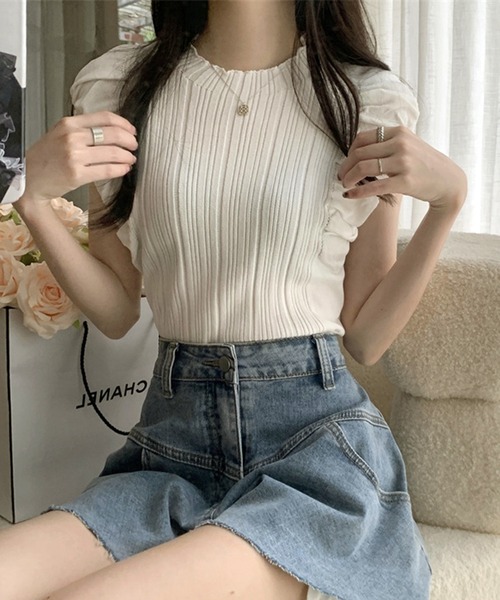 WESTSEA（ウエストシー）の「フレンチスリーブ ショート丈 リブトップス（タンクトップ・レディース・ブラック/ブラウン/オフホワイト・FREE）」の12枚目の写真