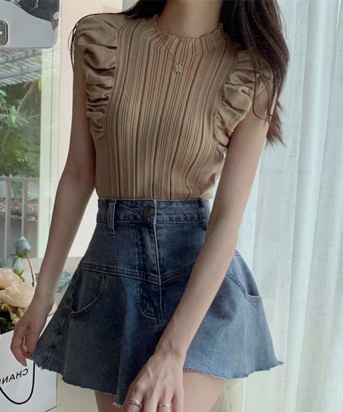 WESTSEA（ウエストシー）の「フレンチスリーブ ショート丈 リブトップス（タンクトップ・レディース・ブラック/ブラウン/オフホワイト・FREE）」の19枚目の写真