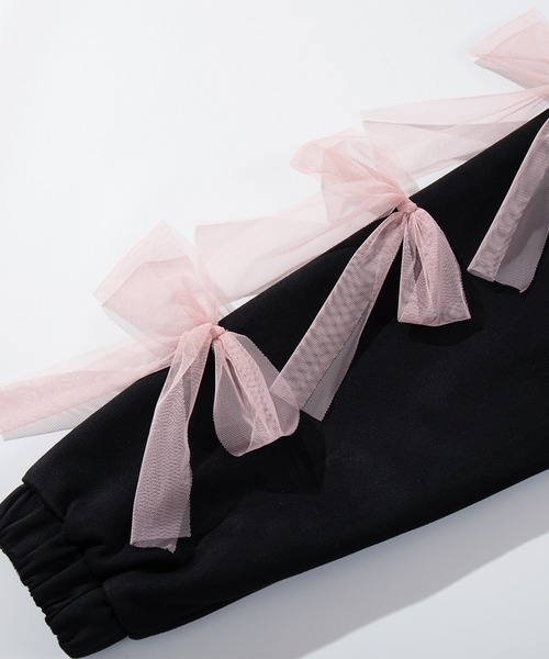 HOOK（フック）の「【HOOK】for girls 　チェリー刺繍チュールリボン付きスエード風コーチジャケット（カバーオール・レディース・ブラック/ブルー・SMALL/MEDIUM/LARGE）」の22枚目の写真