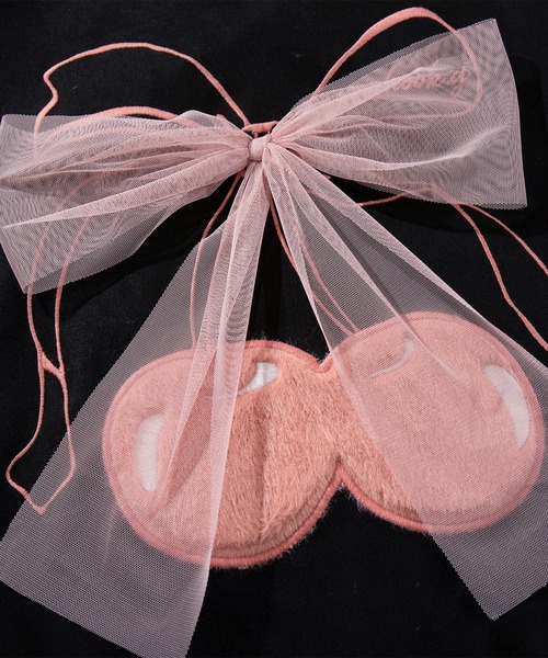 HOOK（フック）の「【HOOK】for girls 　チェリー刺繍チュールリボン付きスエード風コーチジャケット（カバーオール・レディース・ブラック/ブルー・SMALL/MEDIUM/LARGE）」の21枚目の写真