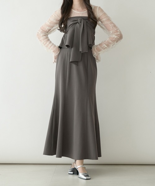 Ambre Neige(アンブルネージュ)の「ribbon bustier & mermaid skirt / リボンビスチェ&マーメイドスカート(スカート・レディース・チャコールグレー/ブラック/ベージュ・FREE)」の1枚目の写真