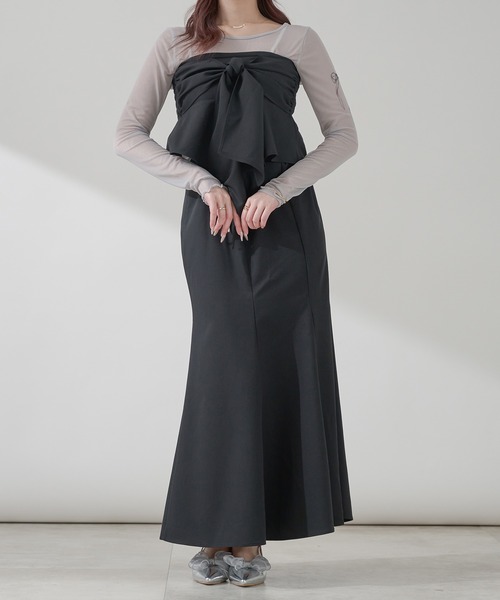 Ambre Neige(アンブルネージュ)の「ribbon bustier & mermaid skirt / リボンビスチェ&マーメイドスカート(スカート・レディース・チャコールグレー/ブラック/ベージュ・FREE)」の5枚目の写真