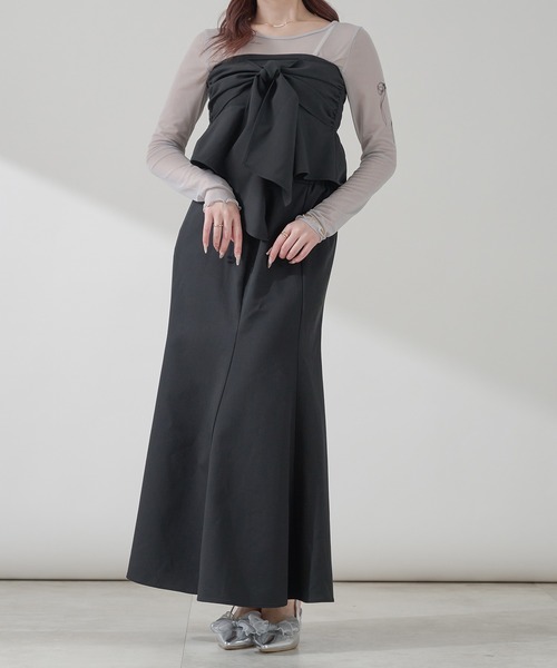 Ambre Neige(アンブルネージュ)の「ribbon bustier & mermaid skirt / リボンビスチェ&マーメイドスカート(スカート・レディース・チャコールグレー/ブラック/ベージュ・FREE)」の6枚目の写真