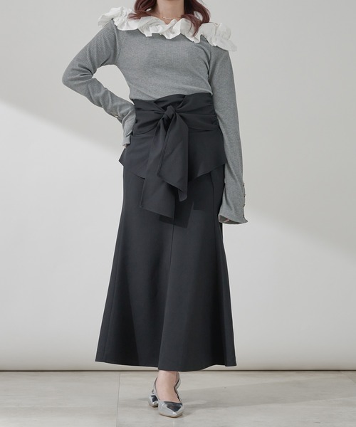 Ambre Neige(アンブルネージュ)の「ribbon bustier & mermaid skirt / リボンビスチェ&マーメイドスカート(スカート・レディース・チャコールグレー/ブラック/ベージュ・FREE)」の11枚目の写真