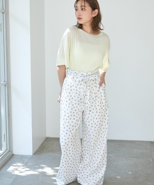 【4/19限定ご希望値下げ】 GELATO PIQUE ホワイトルームウェア セール】ガーゼライクロングパンツ（ルームウェア/パジャマ