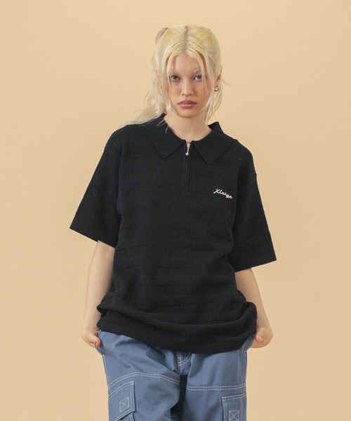 XLARGE ニット 半袖 ポロシャツ L ブラック 101242013009 エクストララージ（XLARGE）（メンズ）ライク ニット 半袖