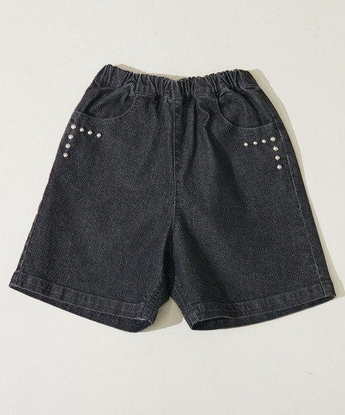 PAIRMANON STREET(ペアマノンストリート)の「【PAIRMANON STREET】スタッズ ストーン 付き デニム ショートパンツ(デニムパンツ・キッズ・インディゴブルー/ブラック・130/140/160/120/150/110/90/100)」の12枚目の写真