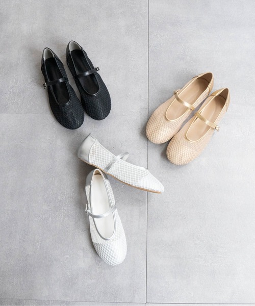 Fabby fabby（ファビィーファビィー）の「ラウンドメッシュシューズ（パンプス・レディース・ブラック/ゴールド/シルバー・LARGE/MEDIUM/SMALL）」の4枚目の写真