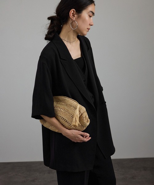 セール】バックサテンハーフスリーブジャケット［セットアップ