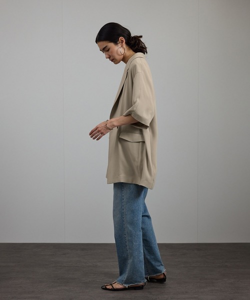 セール】バックサテンハーフスリーブジャケット［セットアップ対応・今