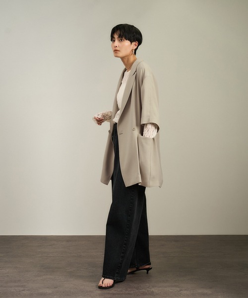 セール】バックサテンハーフスリーブジャケット［セットアップ
