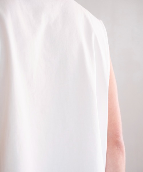 Side Slit Zip No-sleeve T-shirts/ジップノースリーブTシャツ/洗える