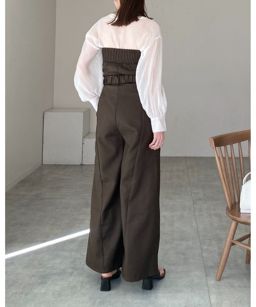 She's Closet(シーズクローゼット)の「フロントジップベルト付きビスチェオールインワンベアトップサロペット(サロペット/オーバーオール・レディース・ブラック/チャコールグレー/アイボリー/ブラウン・FREE)」の17枚目の写真