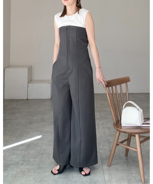 She's Closet(シーズクローゼット)の「フロントジップベルト付きビスチェオールインワンベアトップサロペット(サロペット/オーバーオール・レディース・ブラック/チャコールグレー/アイボリー/ブラウン・FREE)」の18枚目の写真