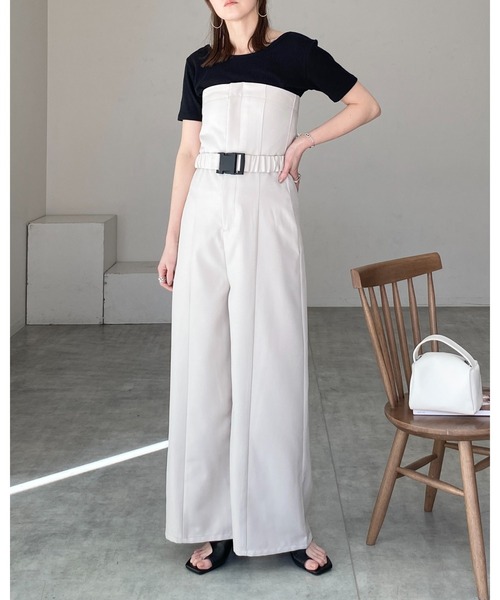 She's Closet(シーズクローゼット)の「フロントジップベルト付きビスチェオールインワンベアトップサロペット(サロペット/オーバーオール・レディース・ブラック/チャコールグレー/アイボリー/ブラウン・FREE)」の21枚目の写真