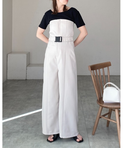 She's Closet(シーズクローゼット)の「フロントジップベルト付きビスチェオールインワンベアトップサロペット(サロペット/オーバーオール・レディース・ブラック/チャコールグレー/アイボリー/ブラウン・FREE)」の22枚目の写真