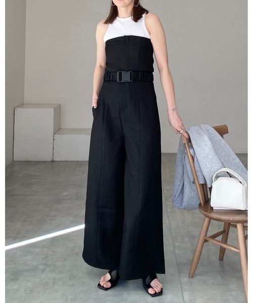 She's Closet(シーズクローゼット)の「フロントジップベルト付きビスチェオールインワンベアトップサロペット(サロペット/オーバーオール・レディース・ブラック/チャコールグレー/アイボリー/ブラウン・FREE)」の13枚目の写真