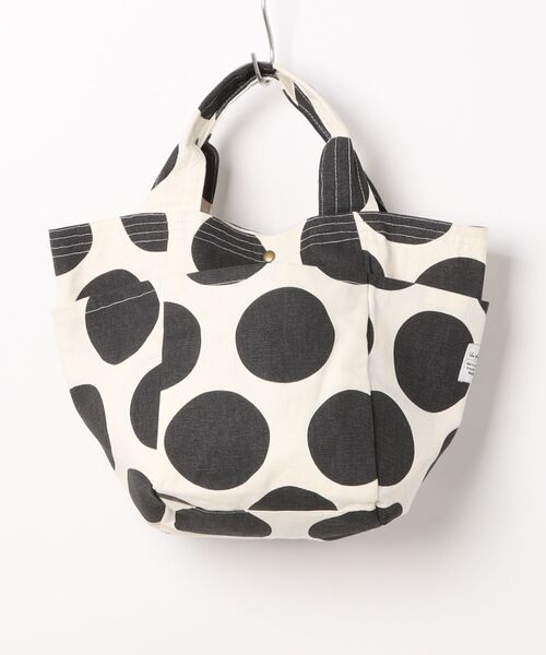 and it_（アンドイット）の「ドット＆チェック柄インドminiトート（トートバッグ・レディース・ブラック/グレイッシュベージュ/チャコール/ナチュラル・FREE）」の3枚目の写真