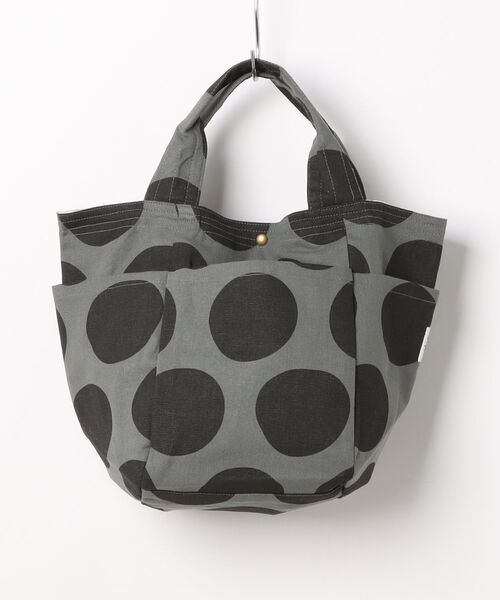 and it_（アンドイット）の「ドット＆チェック柄インドminiトート（トートバッグ・レディース・ブラック/グレイッシュベージュ/チャコール/ナチュラル・FREE）」の2枚目の写真