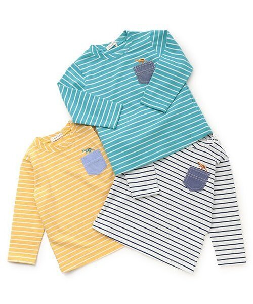 sense of wonder（センスオブワンダー）の「ボーダー長袖Tシャツ（Tシャツ/カットソー・キッズ・イエロー/オフホワイト/ターコイズブルー・110cm/100cm/120cm/130cm/80ｃｍ/90cm）」の9枚目の写真