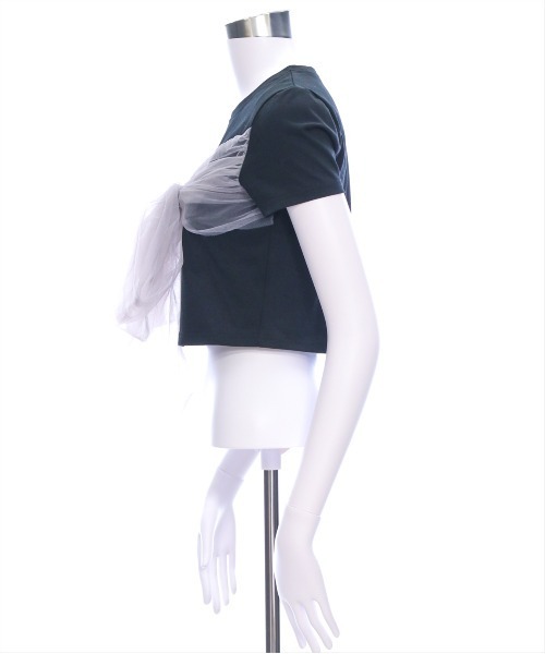 clear（クリア）の「2wayチュールビックリボンTシャツ[バレエコア ガーリー カジュアル 大人]（Tシャツ/カットソー・レディース・イエロー/ブラック/オフホワイト・F）」の8枚目の写真