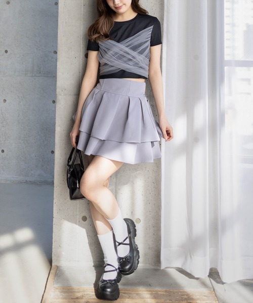 clear（クリア）の「2wayチュールビックリボンTシャツ[バレエコア ガーリー カジュアル 大人]（Tシャツ/カットソー・レディース・イエロー/ブラック/オフホワイト・F）」の6枚目の写真