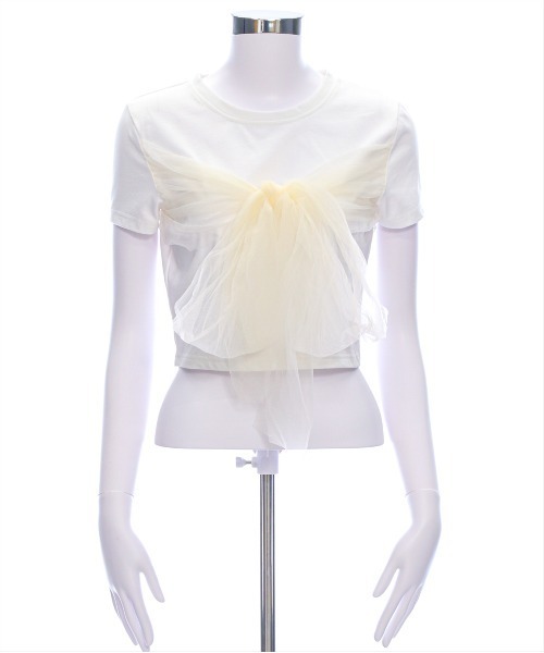 clear（クリア）の「2wayチュールビックリボンTシャツ[バレエコア ガーリー カジュアル 大人]（Tシャツ/カットソー・レディース・イエロー/ブラック/オフホワイト・F）」の18枚目の写真