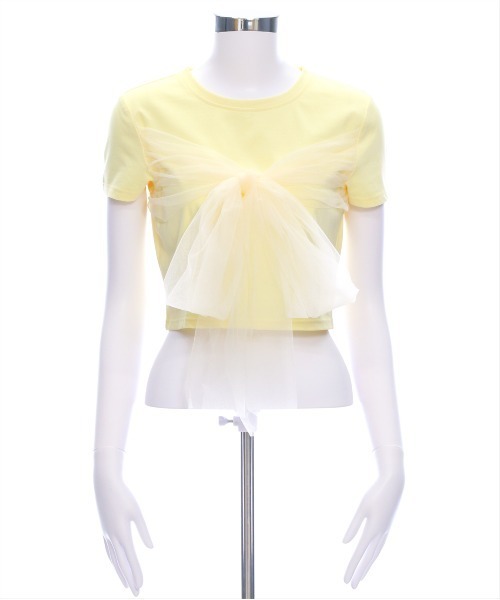 clear（クリア）の「2wayチュールビックリボンTシャツ[バレエコア ガーリー カジュアル 大人]（Tシャツ/カットソー・レディース・イエロー/ブラック/オフホワイト・F）」の19枚目の写真