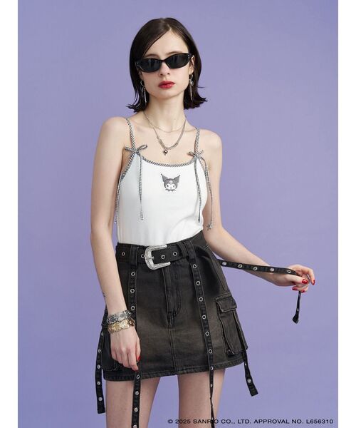 jouetie（ジュエティ）の「【メロクロコラボ】KUROMIリボンキャミ（キャミソール・レディース・オフホワイト/ブラック/その他1・MEDIUM）」の2枚目の写真