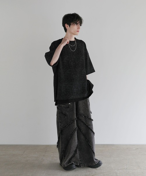 LILL(リル)の「ルーズシルエットウォッシュドフリンジジップデニム(デニムパンツ・メンズ・ブラック・S/M/L/XL)」の8枚目の写真