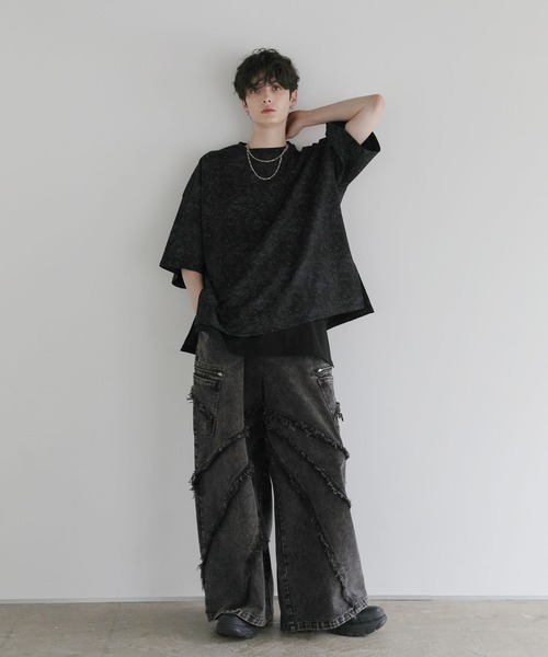 LILL(リル)の「ルーズシルエットウォッシュドフリンジジップデニム(デニムパンツ・メンズ・ブラック・S/M/L/XL)」の10枚目の写真