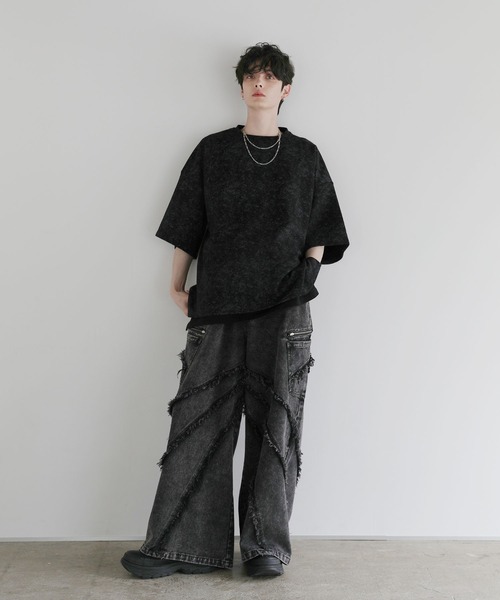 LILL(リル)の「ルーズシルエットウォッシュドフリンジジップデニム(デニムパンツ・メンズ・ブラック・S/M/L/XL)」の11枚目の写真