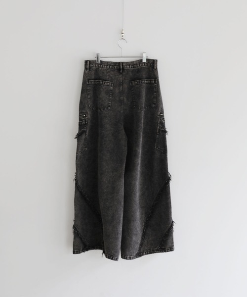 LILL(リル)の「ルーズシルエットウォッシュドフリンジジップデニム(デニムパンツ・メンズ・ブラック・S/M/L/XL)」の13枚目の写真