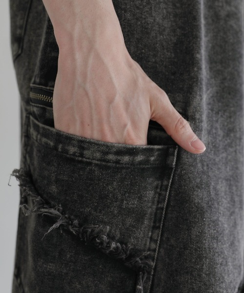 LILL(リル)の「ルーズシルエットウォッシュドフリンジジップデニム(デニムパンツ・メンズ・ブラック・S/M/L/XL)」の20枚目の写真