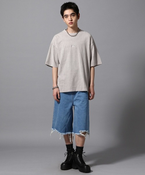ajouter flow（アジューテフロー）の「【ajouter flow】damage denim half pants（デニムパンツ・メンズ・ブラック/ブルー・L/M）」の7枚目の写真