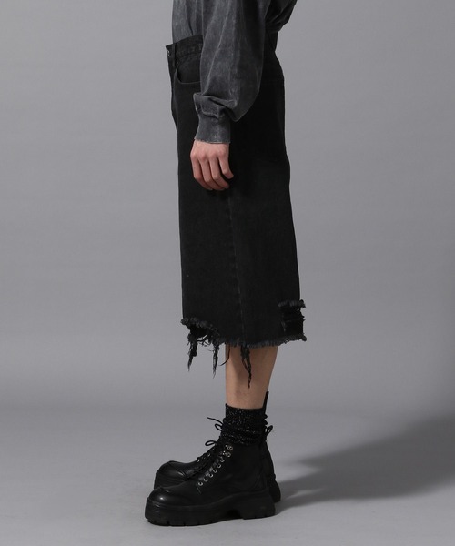 ajouter flow（アジューテフロー）の「【ajouter flow】damage denim half pants（デニムパンツ・メンズ・ブラック/ブルー・L/M）」の21枚目の写真