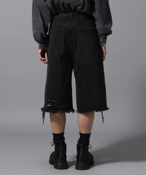 ajouter flow（アジューテフロー）の「【ajouter flow】damage denim half pants（デニムパンツ・メンズ・ブラック/ブルー・L/M）」の20枚目の写真