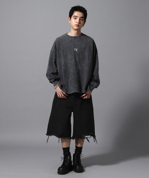 ajouter flow（アジューテフロー）の「【ajouter flow】damage denim half pants（デニムパンツ・メンズ・ブラック/ブルー・L/M）」の16枚目の写真