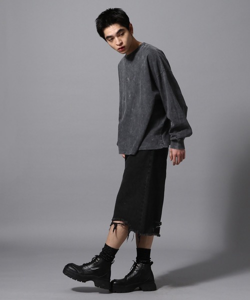 ajouter flow（アジューテフロー）の「【ajouter flow】damage denim half pants（デニムパンツ・メンズ・ブラック/ブルー・L/M）」の14枚目の写真