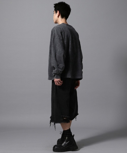 ajouter flow（アジューテフロー）の「【ajouter flow】damage denim half pants（デニムパンツ・メンズ・ブラック/ブルー・L/M）」の13枚目の写真