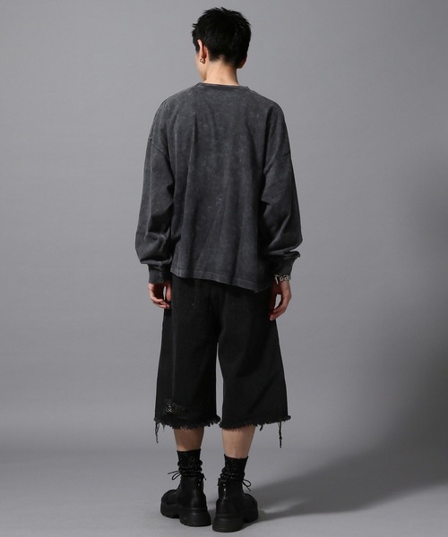 ajouter flow（アジューテフロー）の「【ajouter flow】damage denim half pants（デニムパンツ・メンズ・ブラック/ブルー・L/M）」の12枚目の写真