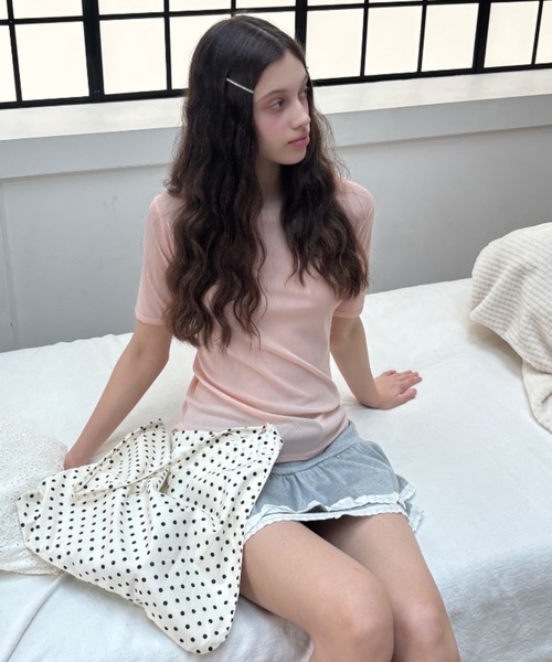 Birthday room（バースデイルーム）の「シアー半袖T/sheer short sleeve t-shirt（Tシャツ/カットソー・レディース・ライトブルー/アイボリー/ピンク・FREE）」の3枚目の写真