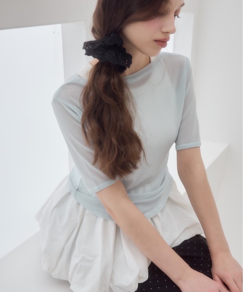 Birthday room（バースデイルーム）の「シアー半袖T/sheer short sleeve t-shirt（Tシャツ/カットソー・レディース・ライトブルー/アイボリー/ピンク・FREE）」の16枚目の写真