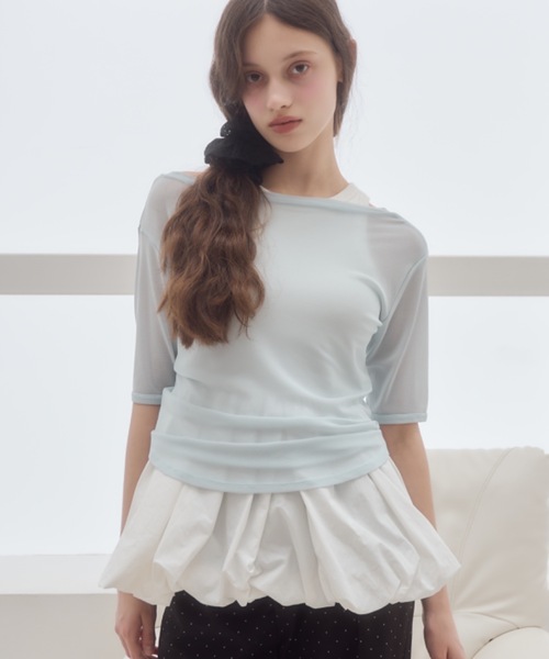 Birthday room（バースデイルーム）の「シアー半袖T/sheer short sleeve t-shirt（Tシャツ/カットソー・レディース・ライトブルー/アイボリー/ピンク・FREE）」の21枚目の写真