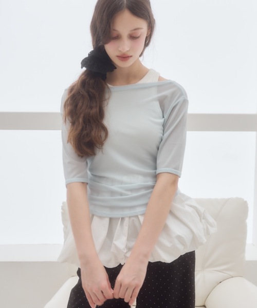Birthday room（バースデイルーム）の「シアー半袖T/sheer short sleeve t-shirt（Tシャツ/カットソー・レディース・ライトブルー/アイボリー/ピンク・FREE）」の19枚目の写真