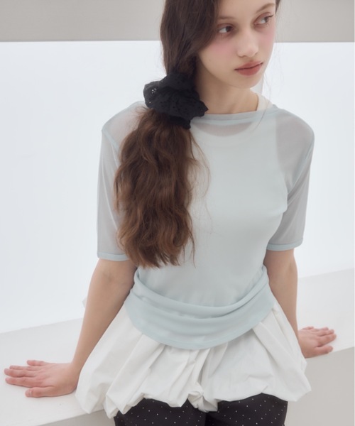 Birthday room（バースデイルーム）の「シアー半袖T/sheer short sleeve t-shirt（Tシャツ/カットソー・レディース・ライトブルー/アイボリー/ピンク・FREE）」の14枚目の写真