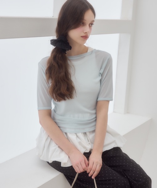Birthday room（バースデイルーム）の「シアー半袖T/sheer short sleeve t-shirt（Tシャツ/カットソー・レディース・ライトブルー/アイボリー/ピンク・FREE）」の15枚目の写真